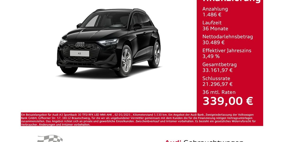 Audi A3 5.530 km 31.975 &euro; Bernsdorf 09337